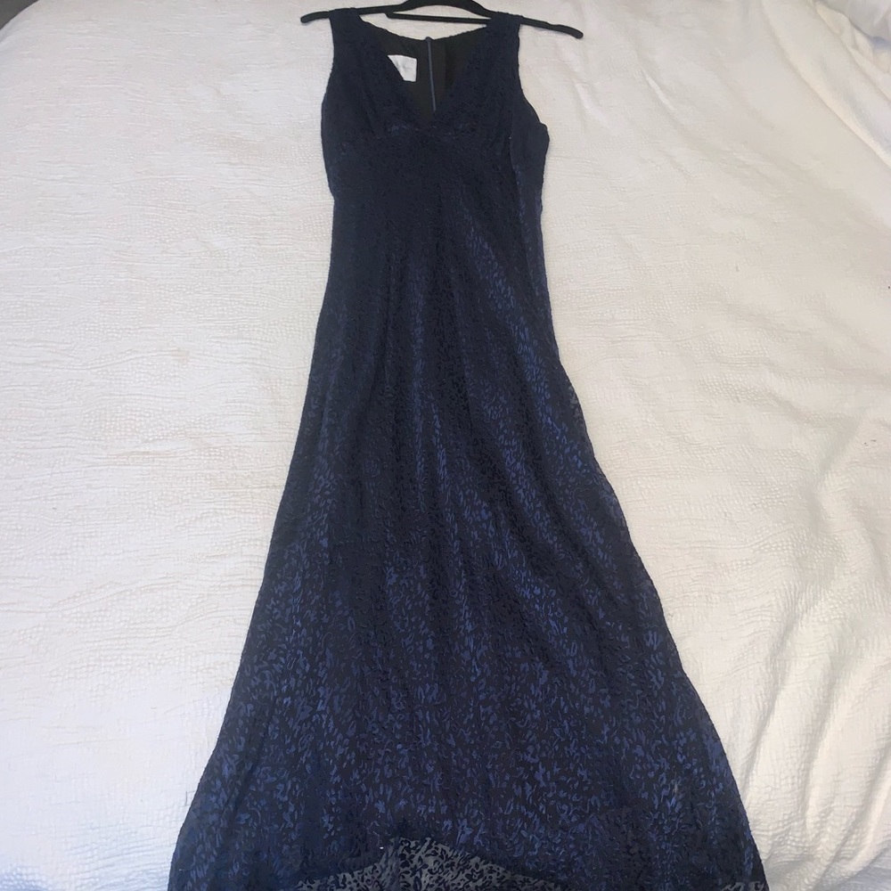 Lynn Lugo 100% Silk Vintage Sleeveless V-neck Maxi Slip Dress Blue size 8
